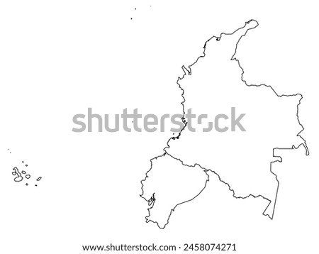 Outline of the map of Ecuador,Colombia