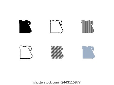 Outline map of the Egypt. Map of the Egypt. Linear style. Vector icons