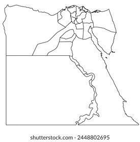 Outline of the map of Egypt with regions