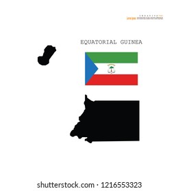 outline map of  Equatorial Guinea with nation flag.vector illustration.