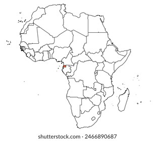 Esquema del mapa de Guinea Ecuatorial con otros países del continente africano