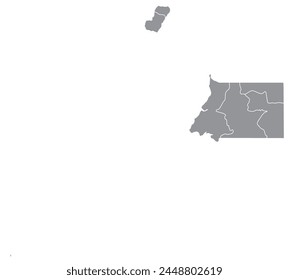 Esquema del mapa de Guinea Ecuatorial con regiones