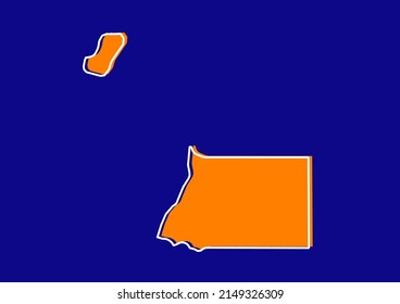 Outline map of Equatorial Guinea, stylized concept map of Equatorial Guinea. Orange map on blue background.