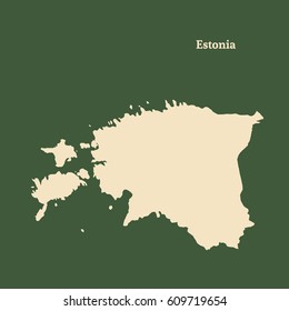 Outline map of Estonia. Isolated vector illustration.