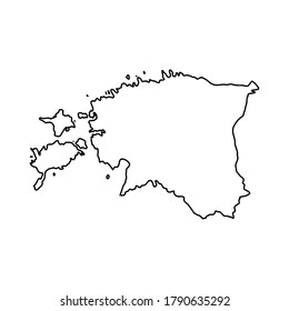Outline map of Estonia white background. Vector map with contour.
