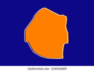 Outline map of eSwatini, stylized concept map of eSwatini. Orange map on blue background.