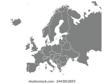 Outline of the map of Europe with regions