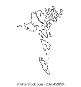 Outline map of Faeroe Islands white background. Vector, High detailed map with contour. 