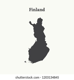 Outline map of Finland. Isolated vector illustration.