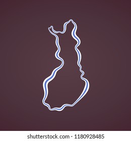 Outline map of Finland marked with ribbon in colors from the flag.