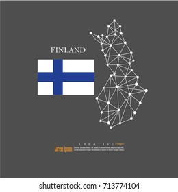 outline map of  Finland  with nation flag.vector illustration.