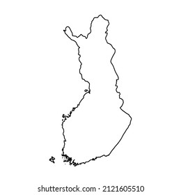 Mapa de esquema del fondo blanco finlandés. Vector, mapa estatal europeo con contorno.