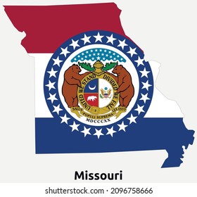 Outline map and Flag of Missouri. The United States of America. USA vector format eps