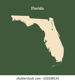 Outline map of Florida. Isolated vector illustration.