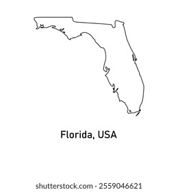 outline map of Florida, united states of america on white background	