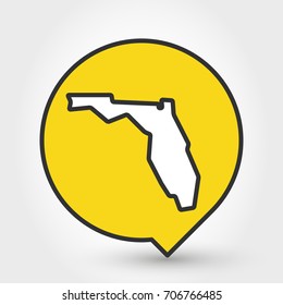 outline map of Florida, yellow icon concept
