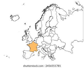 Outline of the map of France