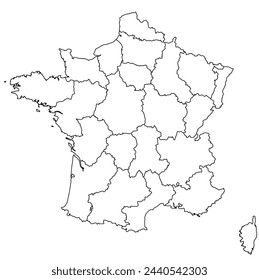 Outline of the map of France with regions