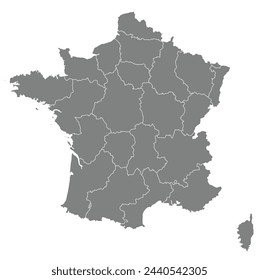 Outline of the map of France with regions