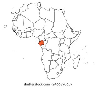 Umriss der Karte von Gabun mit anderen Ländern des afrikanischen Kontinents