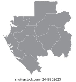 Esquema del mapa de Gabón con regiones