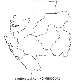 Esquema del mapa de Gabón con regiones