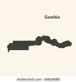 Outline map of Gambia. Isolated vector illustration.