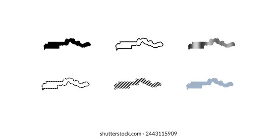 Outline map of the Gambia. Map of the Gambia. Linear style. Vector icons