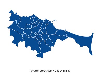 Outline map of Gdansk districts 