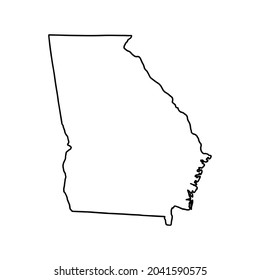 Outline map of Georgia white background. USA state,  vector map with contour.