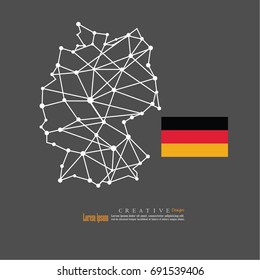 outline map of  Germany   with nation flag.vector illustration.