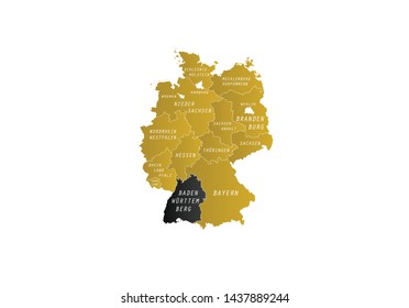 Baden-Württemberg outline map Germany republic state country 