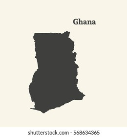 Outline map of Ghana. Isolated vector illustration.