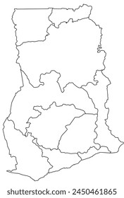 Outline of the map of Ghana with regions