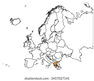 Outline of the map of Greece with regions
