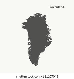 Outline map of Greenland. Isolated vector illustration.