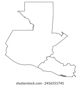 Outline of the map of Guatemala, El Salvador