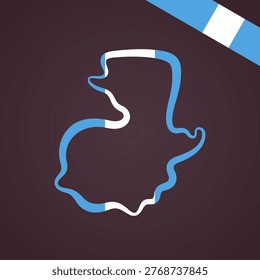 Outline map of Guatemala marked in flag colors