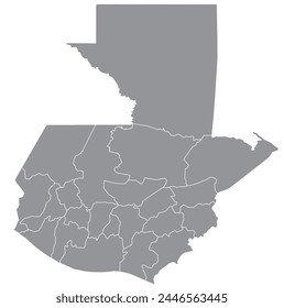 Esquema del mapa de Guatemala con regiones