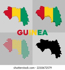 Outline map of Guinea. Borders and flag of Guinea. Vector