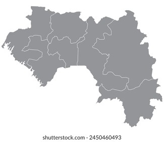 Outline of the map of Guinea with region