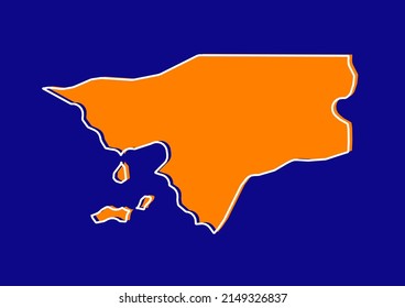 Outline map of Guinea-Bissau, stylized concept map of Guinea-Bissau. Orange map on blue background.