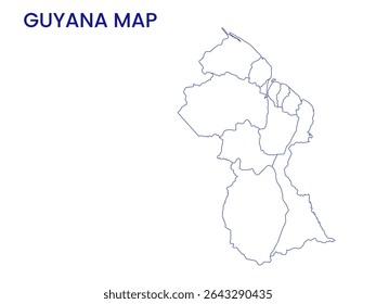 Outline map of Guyana. High detailed map of Guyana. South America.