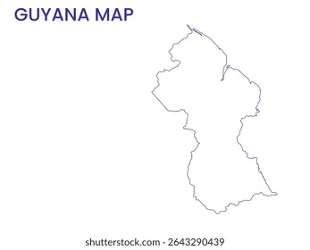 Outline map of Guyana. High detailed map of Guyana. South America.