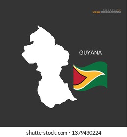 outline map of  Guyana with nation flag.vector illustration.