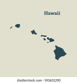 Outline Map Of Hawaii. Isolated Vector Illustration.