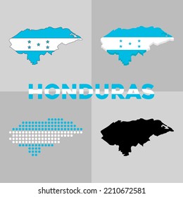 Outline map of Honduras. Borders and flag of the country of Honduras. Vector