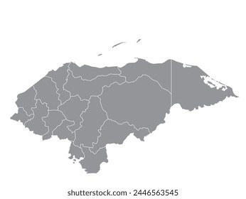 Esquema del mapa de Honduras con regiones