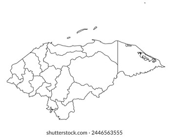 Outline of the map of Honduras with regions