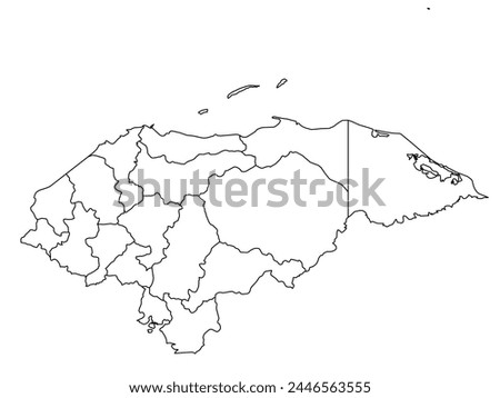 Outline of the map of Honduras with regions